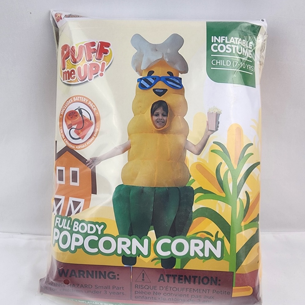 Popcorn Inflatable Kids Costume Kid Size 7-10 Iowa Nebraska‎ Illinois Puff me up